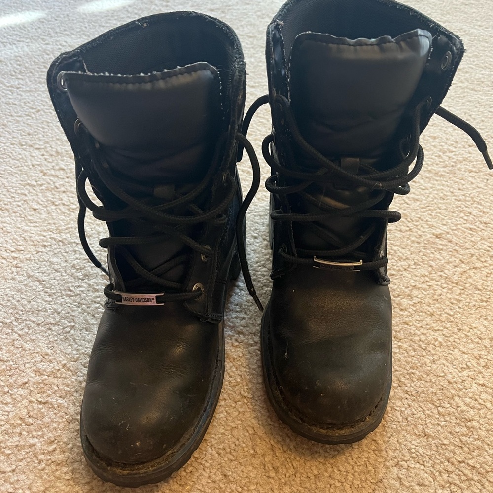 Harley-Davidson Black Leather Boots. Have some wear but still sturdy.